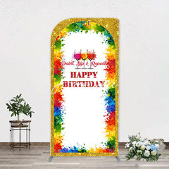 Aperturee - Paint Sip And Repeat Happy Birthday Arch Backdrop