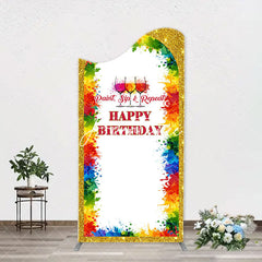 Aperturee - Paint Sip And Repeat Happy Birthday Arch Backdrop