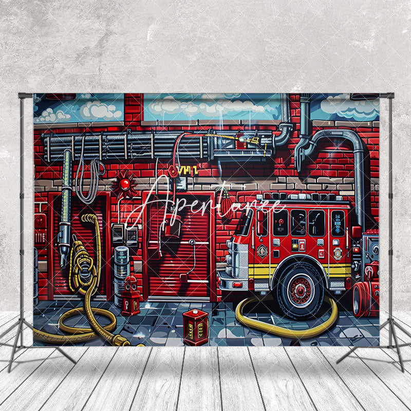 Aperturee - Painted Firefighting Operations Cake Smash Backdrop