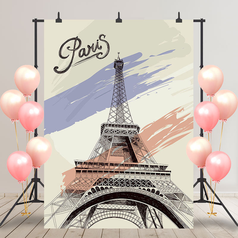 Aperturee - Painted Paris Eiffel Tower Birthday Party Backdrop