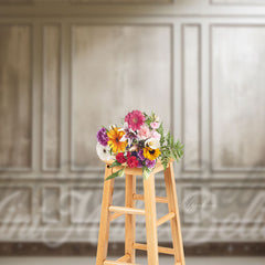 Aperturee - Painted Trim Moulding Cream Retro Wall Backdrop