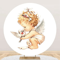 Aperturee - Painting White Pigeon Angel Baby Baptism Backdrop