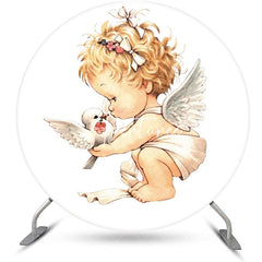 Aperturee - Painting White Pigeon Angel Baby Baptism Backdrop