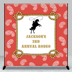 Aperturee - Paisley Heart Red Cowboy Custom 3rd Birthday Backdrop