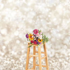 Aperturee - Pale Yellow Bokeh Glitter Snowflake Winter Backdrop