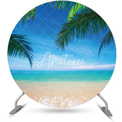 Aperturee - Palm Leaves Blue Sky Hawaii Beach Round Backdrop