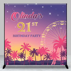 Aperturee - Palm Tree Ferris Wheel Custom Birthday Party Backdrop