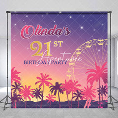 Aperturee - Palm Tree Ferris Wheel Custom Birthday Party Backdrop