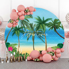 Aperturee - Palm Trees Plant Floral Hawaii Beach Round Backdrop