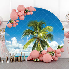 Aperturee - Palm Trees Sky Clouds Hawaii Beach Round Backdrop