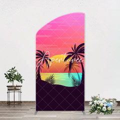 Aperturee - Palm Trees Sunset Beach Arch Backdrop For Birthday