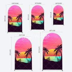 Aperturee - Palm Trees Sunset Beach Arch Backdrop For Birthday