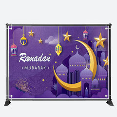 Aperturee - Paper Moon Stars Palace Purple Ramadan Backdrop