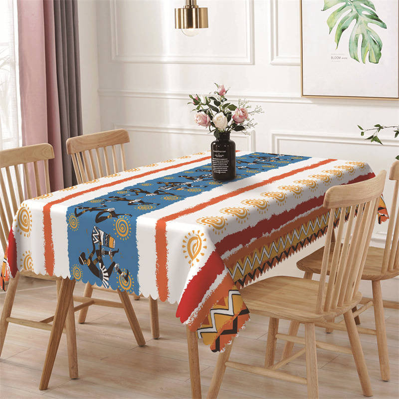 Aperturee - Papuans Dancing African Color Rectangle Tablecloth