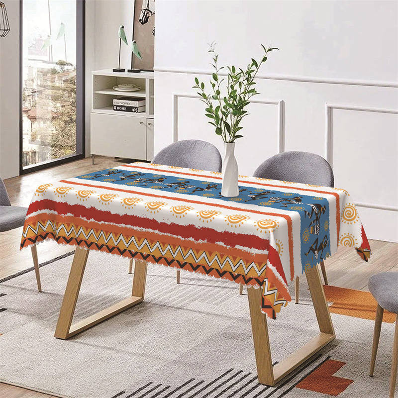 Aperturee - Papuans Dancing African Color Rectangle Tablecloth