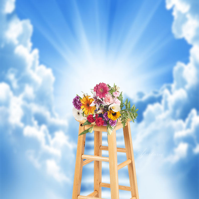 Aperturee - Paradise Stairway Holy Light Cloud Memorial Backdrop