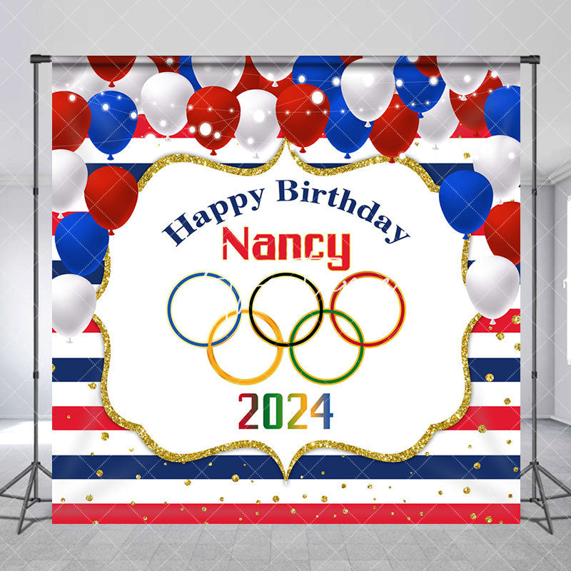 Aperturee - Paris 2024 Olympic Stripe Custom Birthday Backdrop