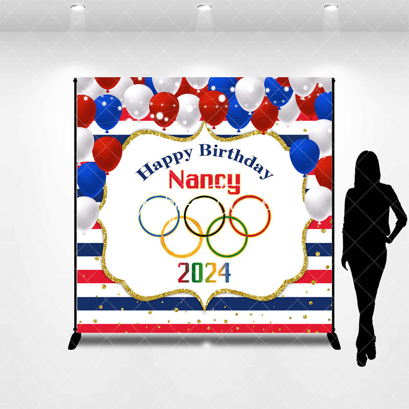 Aperturee - Paris 2024 Olympic Stripe Custom Birthday Backdrop