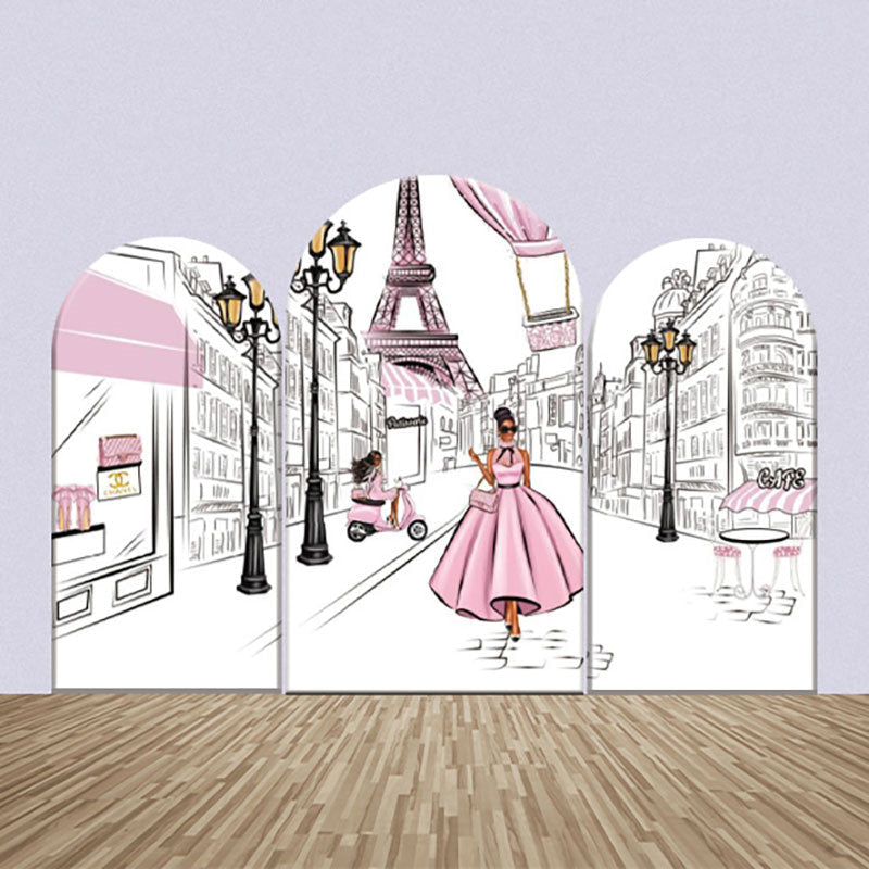 Aperturee - Paris Street Modern Women Drawing Arch Backdrop Kit