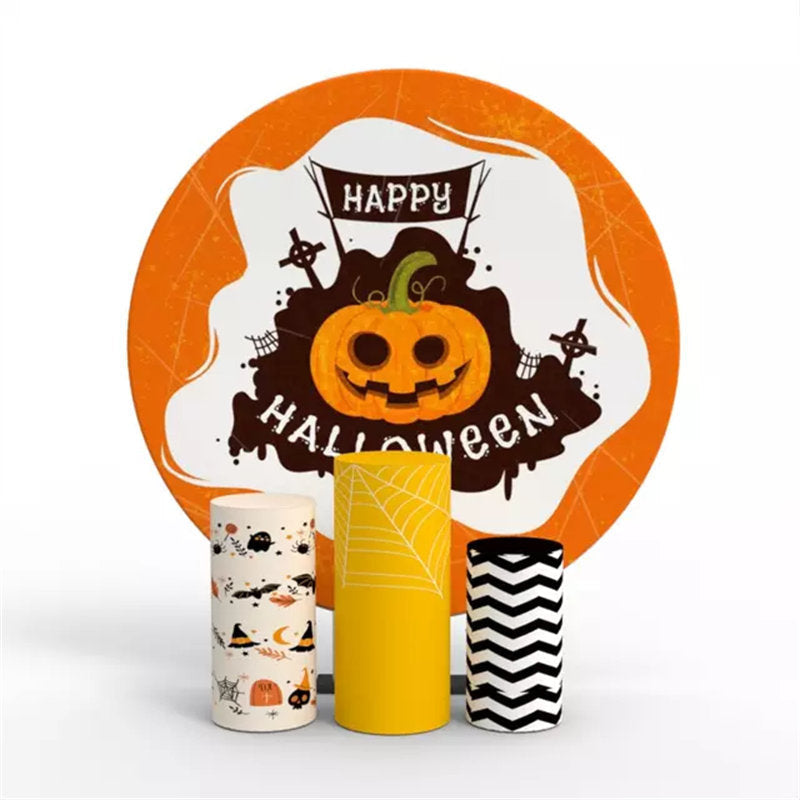 Aperturee Party Event Pumpkin Halloween Round Backdrop Kit