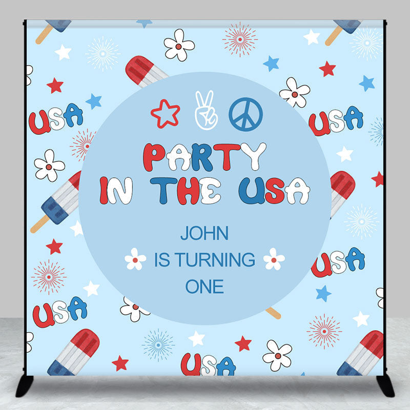 Aperturee - Party In The Usa Personalized One Birthday Backdrop