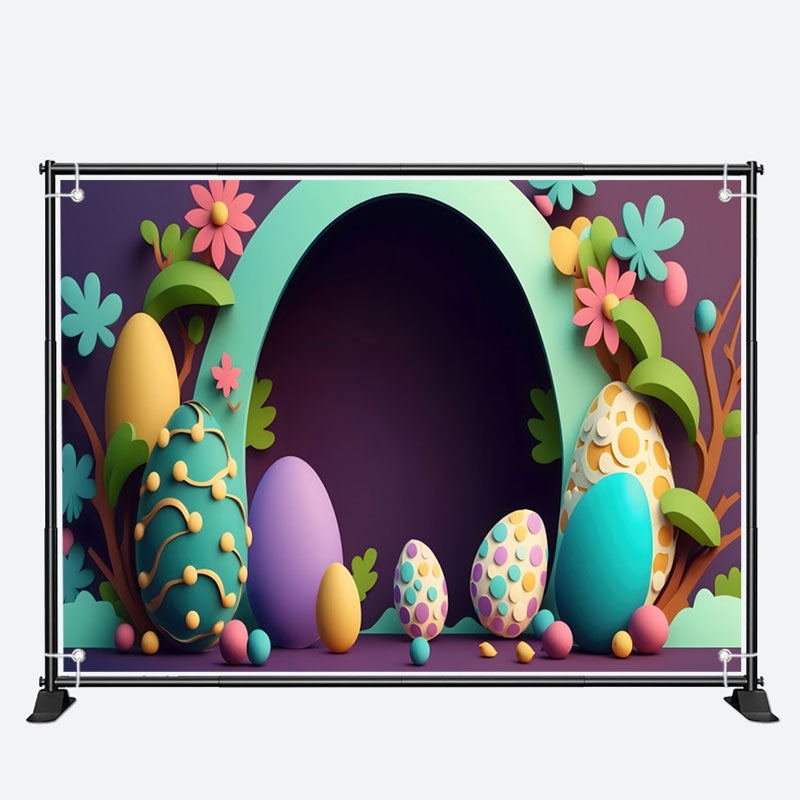 Aperturee - Paschal Eggs And Cute Flowers Arch Easter Backdrop