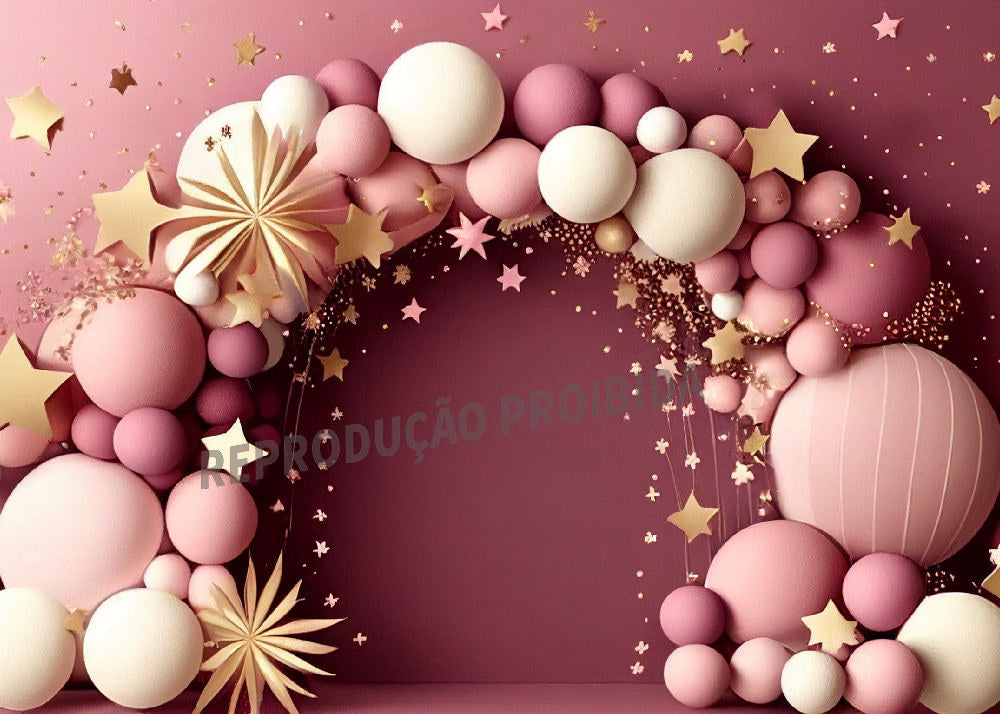 Aperturee - Pastel Balloon Star Birthday Cake Smash Backdrop