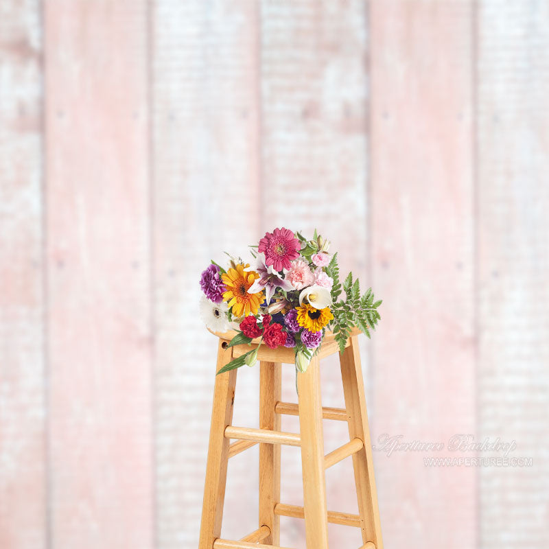 Aperturee - Pastel Pink Vertical Stripe Wood Portrait Backdrop