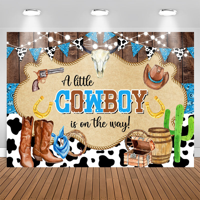 Aperturee - Pasture Cowboy Bunting Goat Baby Shower Backdrop