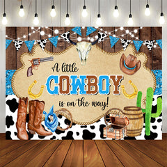 Aperturee - Pasture Cowboy Bunting Goat Baby Shower Backdrop