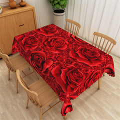 Aperturee - Paved Red Rose Valentines Day Rectangle Tablecloth