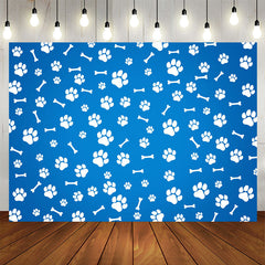 Aperturee - Paws And Bones Blue Simple Happy Birthday Backdrop