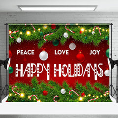 Aperturee - Peace Love Happy Holidays Green Plant Xmas Backdrop