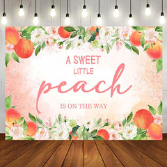 Aperturee - Peach Floral Leaves Baby Shower Backdrop For Girl