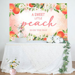 Aperturee - Peach Floral Leaves Baby Shower Backdrop For Girl