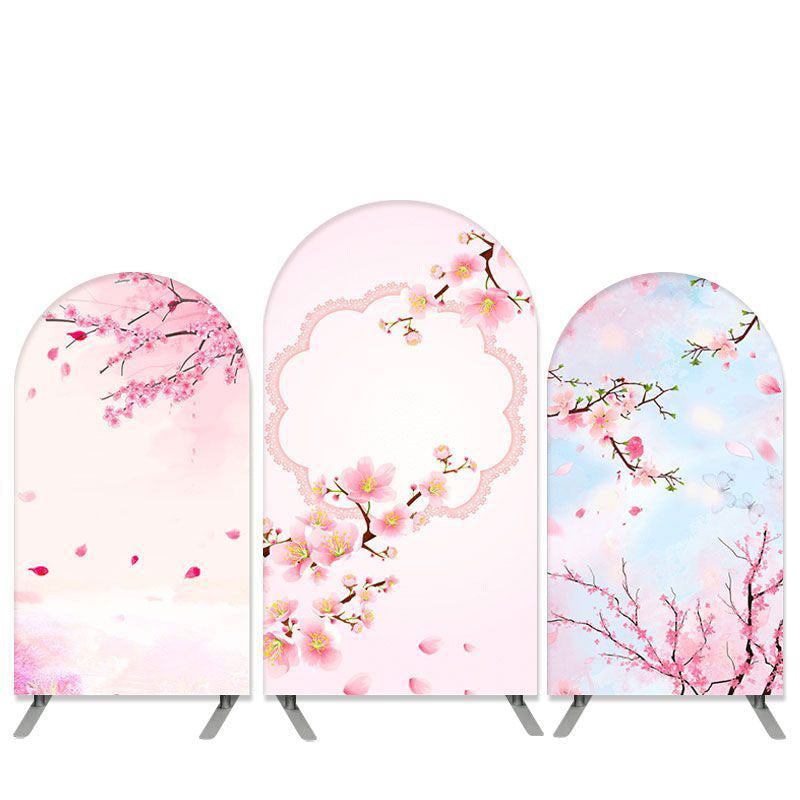 Aperturee Peach Flowers Theme Pink Arch Backdrop Kit Banner