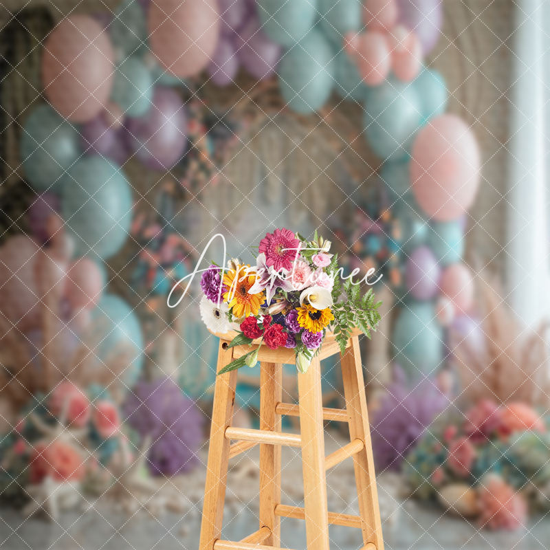 Aperturee - Pearl Balloons Summer Coastal Cake Smash Backdrop