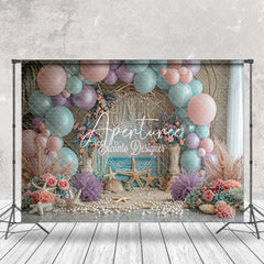 Aperturee - Pearl Balloons Summer Coastal Cake Smash Backdrop