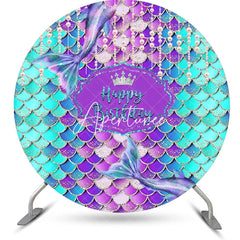 Aperturee - Pearl Curtain Purple Cyan Mermaid Circle Backdrop