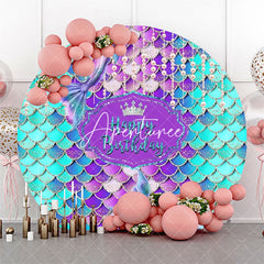 Aperturee - Pearl Curtain Purple Cyan Mermaid Circle Backdrop