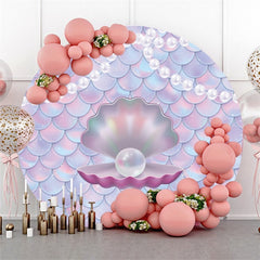 Aperturee Pearl Mermaid Theme Circle Happy Birthday Backdrop