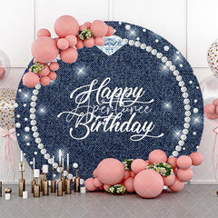 Aperturee - Pearl Necklace Diamond Denim Round Birthday Backdrop