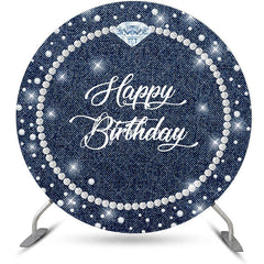 Aperturee - Pearl Necklace Diamond Denim Round Birthday Backdrop