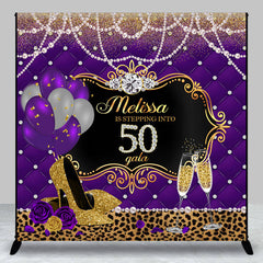 Aperturee - Pearl Purple Leopard Custom 50th Birthday Backdrop