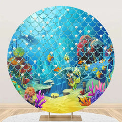 Aperturee - Pearl Scale Pattern Undersea Corals Circle Backdrop