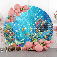 Aperturee - Pearl Scale Pattern Undersea Corals Circle Backdrop