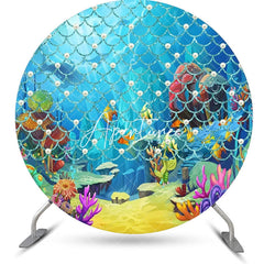 Aperturee - Pearl Scale Pattern Undersea Corals Circle Backdrop