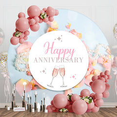 Aperturee - Pearls Pink Petals Bokeh Round Anniversary Backdrop