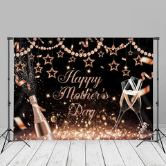 Aperturee - Pearls Rose Golden Sparkling Black Mothers Day Backdrop