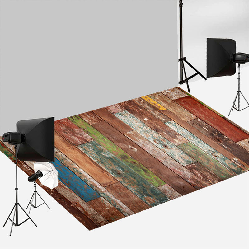 Aperturee - Peeling Paint Shabby Wood Photo Rubber Floor Mat